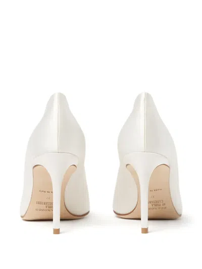 Scarosso Greta Satin Pointed-toe Pumps In White