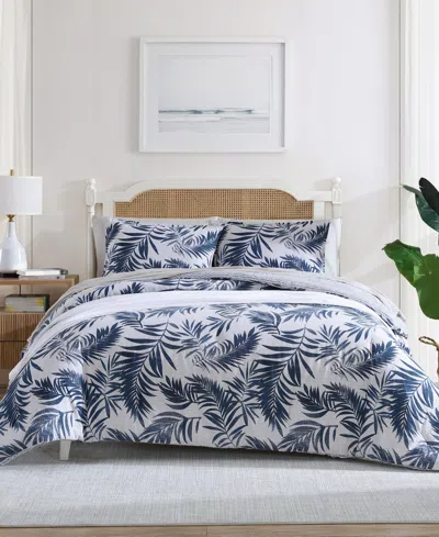 Nautica Marina Leaf Reversible 2-pc. Comforter Set, Twin In White,navy
