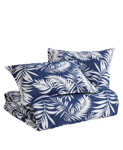 Nautica Marina Leaf Reversible 2-pc. Comforter Set, Twin In White,navy