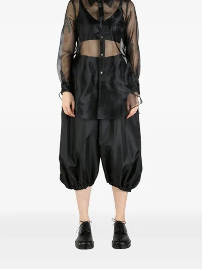 Comme Des Garçons Sheer Fabric Longline Shirt With Buttoned Cuffs In 黑色