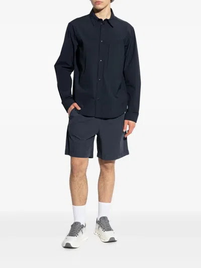 Woolrich Overshirt With Chest And Front Zip Pockets In Blue