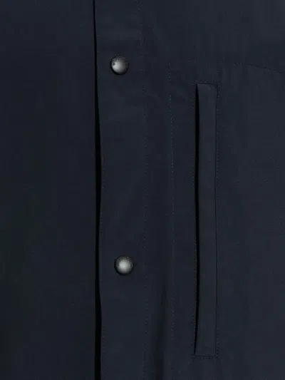 Woolrich Overshirt With Chest And Front Zip Pockets In Blue