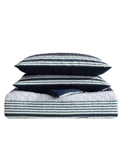 Nautica Lakefront Embossed Printed Comforter Set In Navy,green