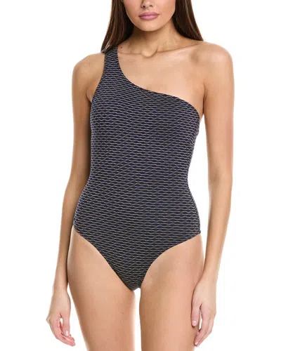 Milly Textured Waves One-shoulder One-piece In Black