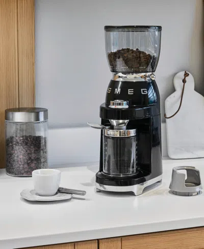 Smeg Black Cgf11 Stainless-steel Coffee Grinder In Black