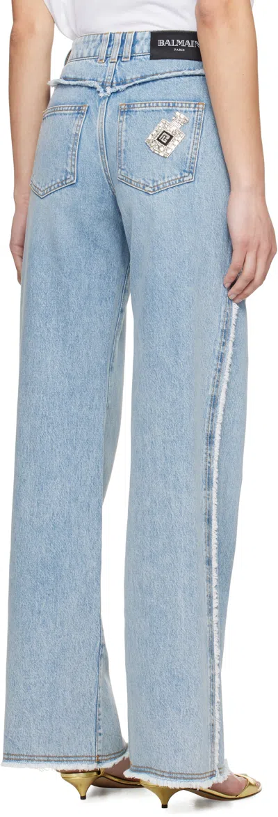 Balmain Straight Jeans In 6fc Bleu Jean Clair