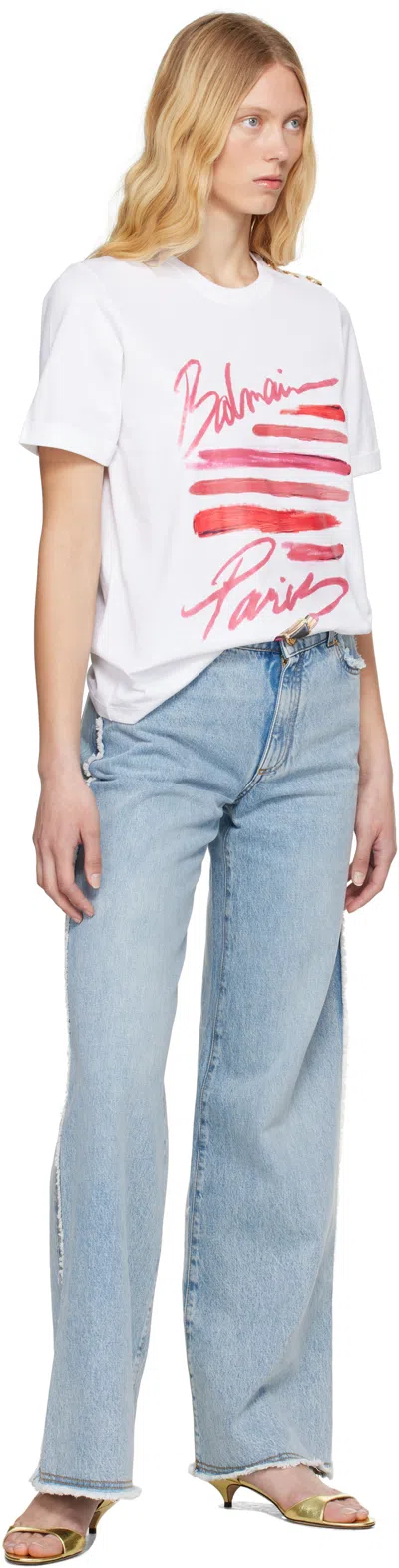 Balmain Straight Jeans In 6fc Bleu Jean Clair