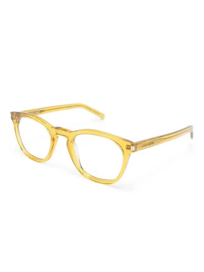 Saint Laurent Square-frame Glasses In Gold