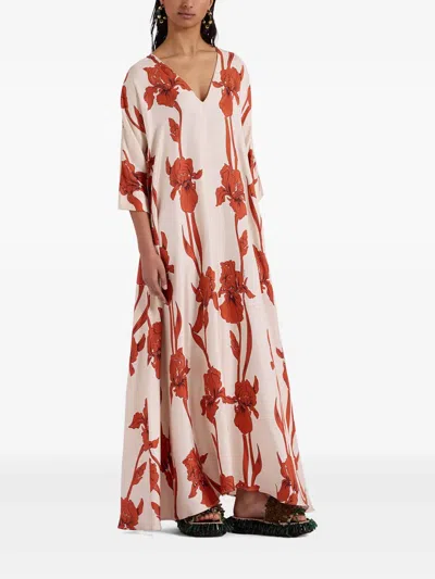 La Doublej La Double J Muumuu Printed Silk-satin Maxi Dress In Multicoloured