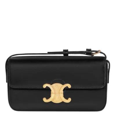 Celine Shiny Calfskin Claude Shoulder Bag In Black