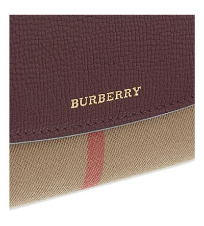 Shop Burberry House Check Continental Leather Wallet In Mahogany Red