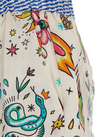 Me369 'bailey' Multicolor Pants With Elastic Waist And All-over Print In Multicolor