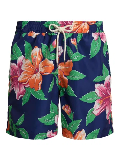 Polo Ralph Lauren Floral-print Swim Shorts In Hibiscus Navy