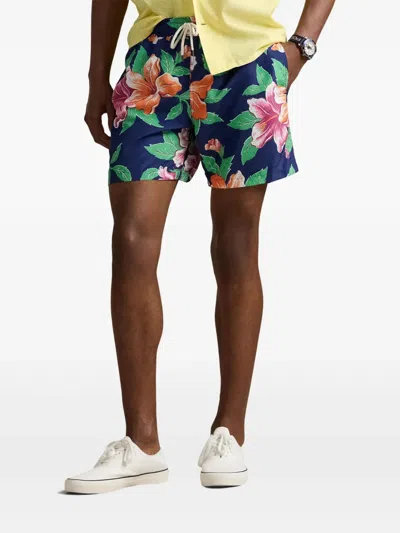 Polo Ralph Lauren Floral-print Swim Shorts In Hibiscus Navy