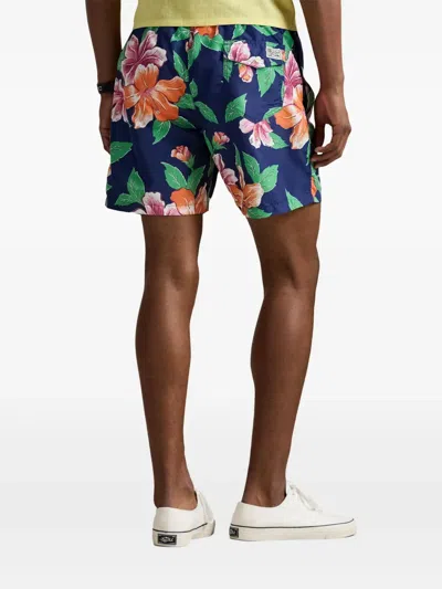 Polo Ralph Lauren Floral-print Swim Shorts In Hibiscus Navy