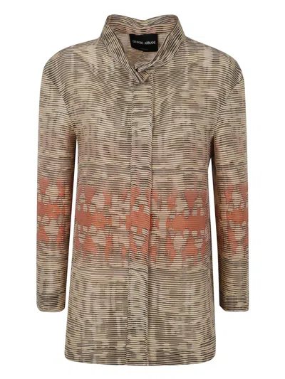 Giorgio Armani Giacca Cannete Jacquard Tigre In Nude