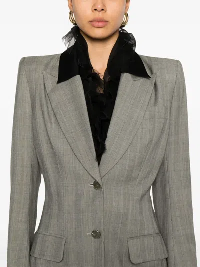 Pre-owned Givenchy 1990s Check-pattern Blazer In Grey