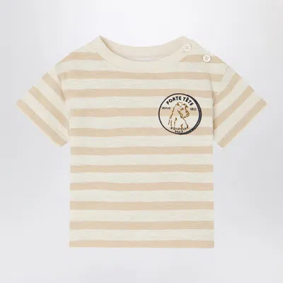 Bonpoint Gaye Beige Striped T-shirt In Beige