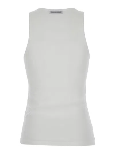 Low Classic 'laid Back' White Sleeveless Top With Round Neck And Print On The Front In White