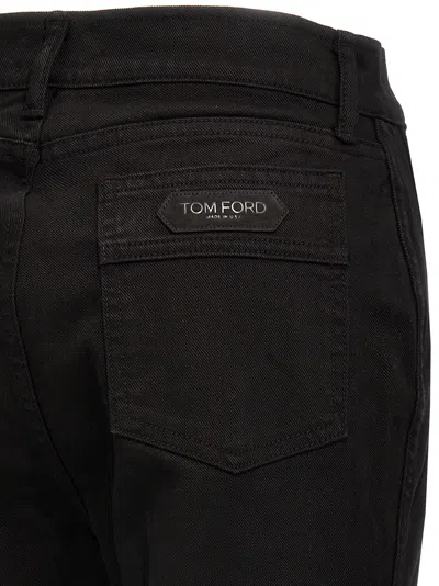 Tom Ford Black Stretch Twill Denim Wide Flare Jeans