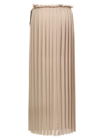 Ami Alexandre Mattiussi Ami High-waisted Pleated Skirt With Frayed Edge In Beige