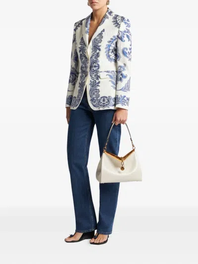 Etro Shiny Engineer Jaquard Blazer In White