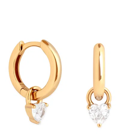 Astrid & Miyu Gold-plated Sterling Silver And Cubic Zirconia Heart Huggie Earrings In Gold