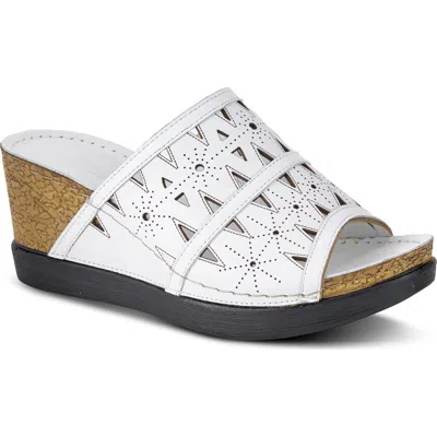 Spring Step Fusa Wedge Slide Sandal In White
