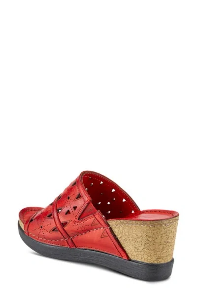 Spring Step Fusa Wedge Slide Sandal In Red