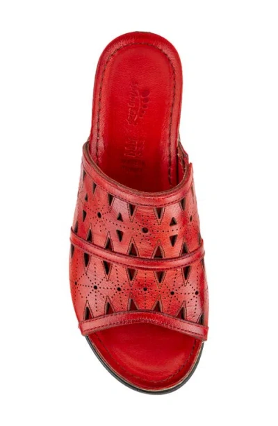 Spring Step Fusa Wedge Slide Sandal In Red