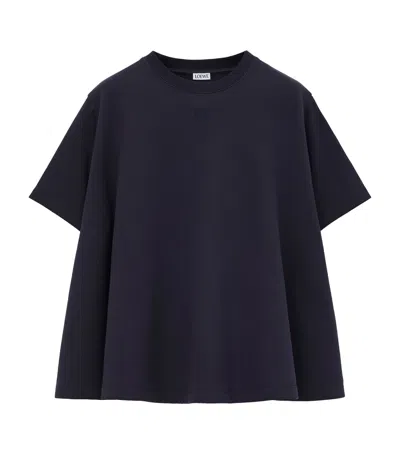 Loewe Women Trapeze Cotton T-shirt In Navy