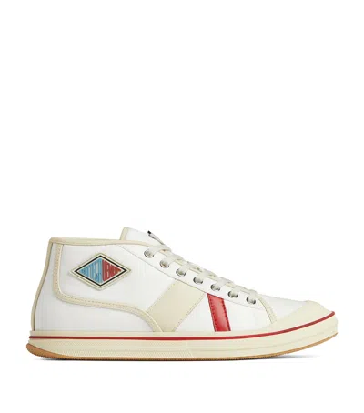 Bottega Veneta Summer Canvas Leather High-top Sneakers In Neutral