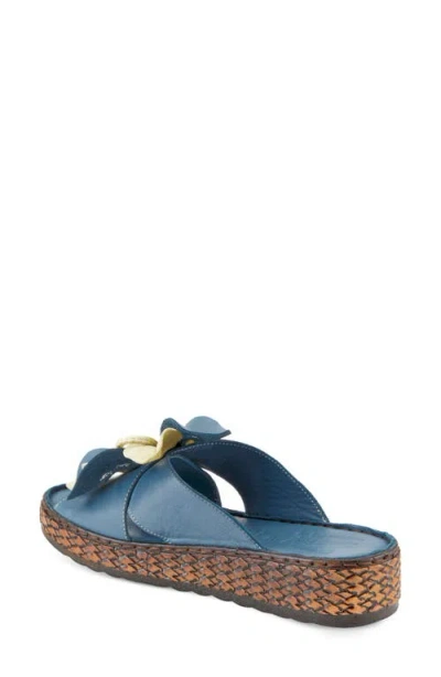Spring Step Hilary Wedge Slide Sandal In Blue