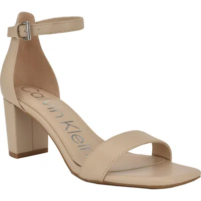 Calvin Klein Women's Nolene Ankle Strap Block Heel Sandals In Natural