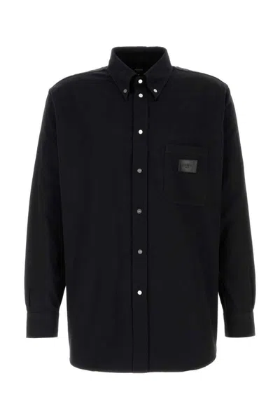 Fendi Classic Oxford Shirt For Modern Men In Black