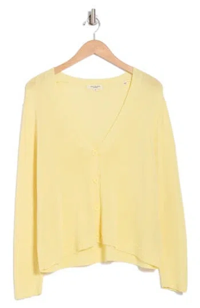 Max Studio V-neck Button Front Cardigan In Yellow