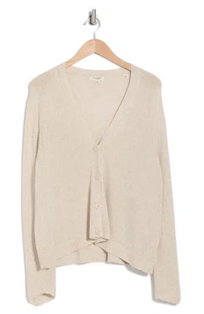 Max Studio V-neck Button Front Cardigan In Oyster