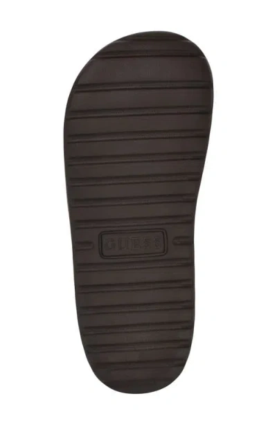 Guess Margaria Slide Sandal In Light Brown Logo Multi