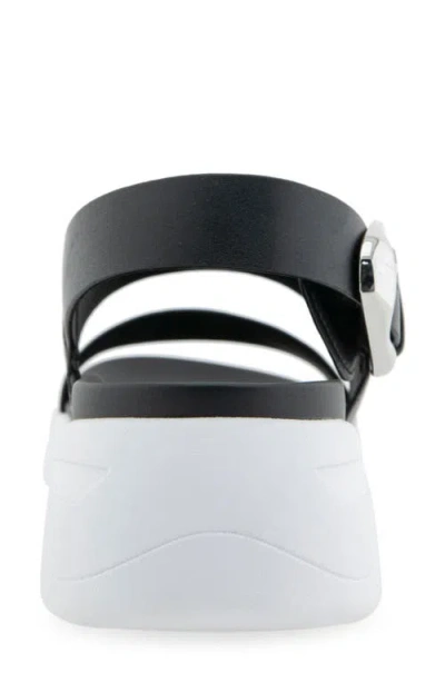 Aerosoles Women's Hari Slip-on Flatform Sandals In Black Faux Leather