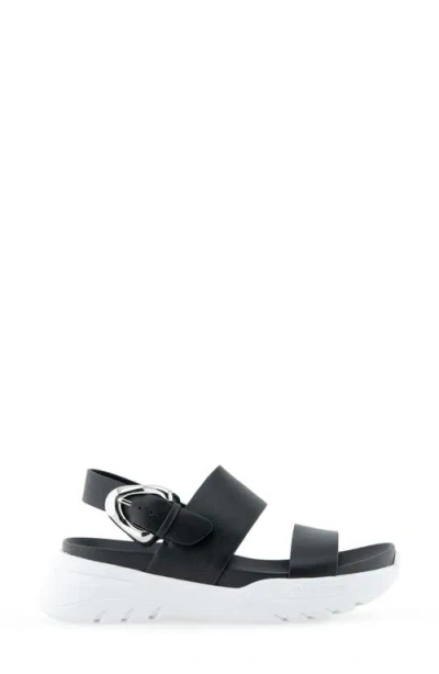 Aerosoles Women's Hari Slip-on Flatform Sandals In Black Faux Leather