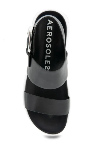 Aerosoles Women's Hari Slip-on Flatform Sandals In Black Faux Leather