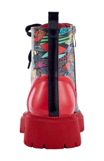 Ninety Union Freeway Lug Sole Combat Boot In Black Multi