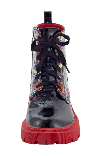 Ninety Union Freeway Lug Sole Combat Boot In Black Multi