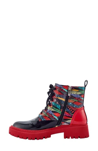 Ninety Union Freeway Lug Sole Combat Boot In Black Multi