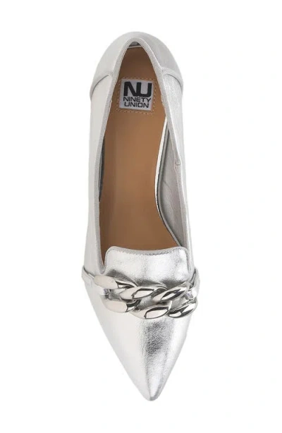 Ninety Union Mira Pointed Toe Flat In Silver