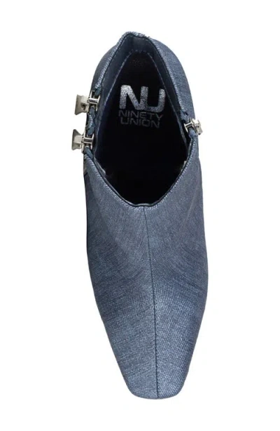 Ninety Union Square Toe Boot In Blue Denim