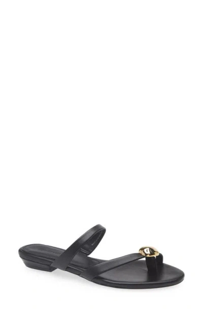 Madewell The Mila Hardware Toe Loop Slide Sandal In True Black