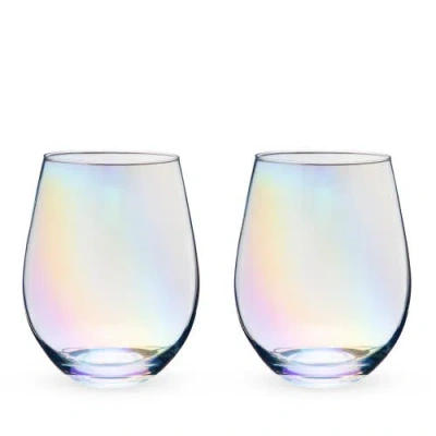 Twine Luster Stemless Wine Glasses Set Of 2 In Multicolor