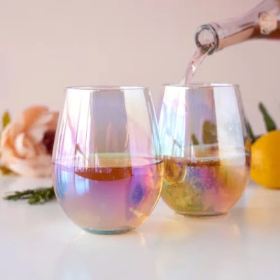 Twine Luster Stemless Wine Glasses Set Of 2 In Multicolor
