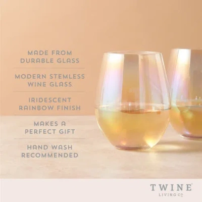 Twine Luster Stemless Wine Glasses Set Of 2 In Multicolor